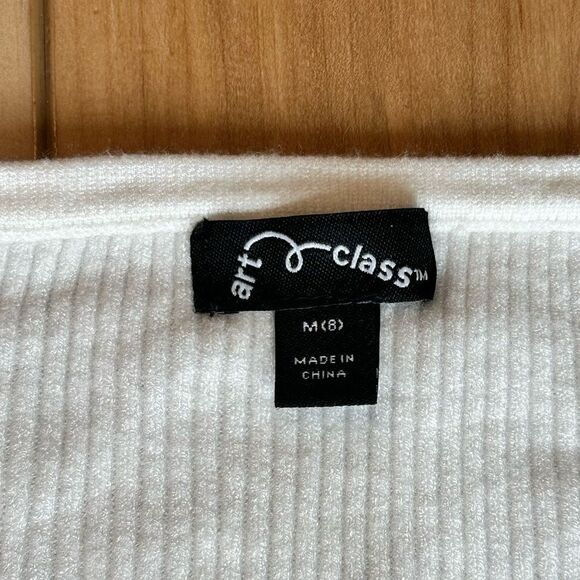NWT Art Class Girls Ribbed Square Neck Sweater Cream/Ivory Med (8) - Picture 5 of 13